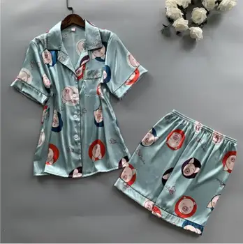 Summer Short Sleeve Silk Satin Striped Pajama Sets for Women Shorts Pyjama Print Sleepwear Loungewear Homewear Pijama
Summer Short Sleeve Silk Satin Striped Pajama Sets for Women Shorts Pyjama Print Sleepwear Loungewear Homewear Pijama