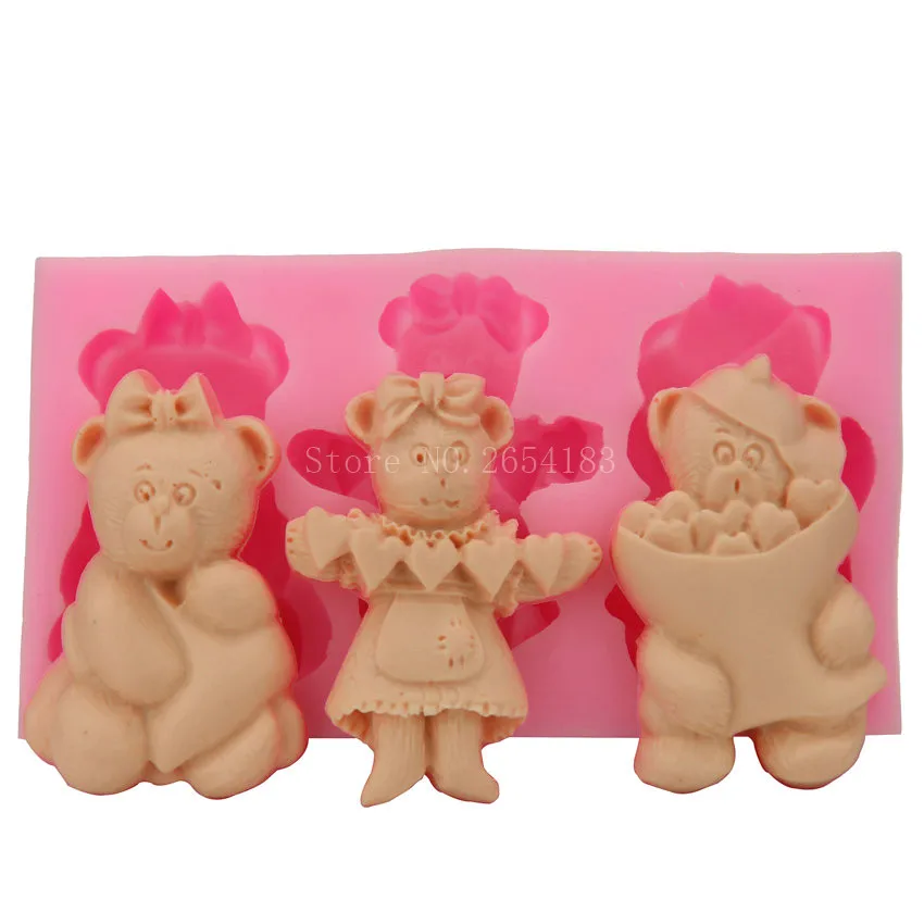 3 hold Cartoon Cute Bear Silicone Fondant Soap 3D Cake Mold Cupcake Jelly Candy Chocolate Decoration Baking Tool Moulds FQ1641
3 hold Cartoon Cute Bear Silicone Fondant Soap 3D Cake Mold Cupcake Jelly Candy Chocolate Decoration Baking Tool Moulds FQ1641