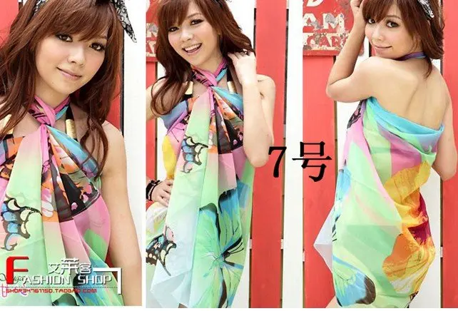

Chiffon Sarong Women's Chiffon Swim Wear Beach scarves Bikinis Colorful random Mix order 5pcs / lot