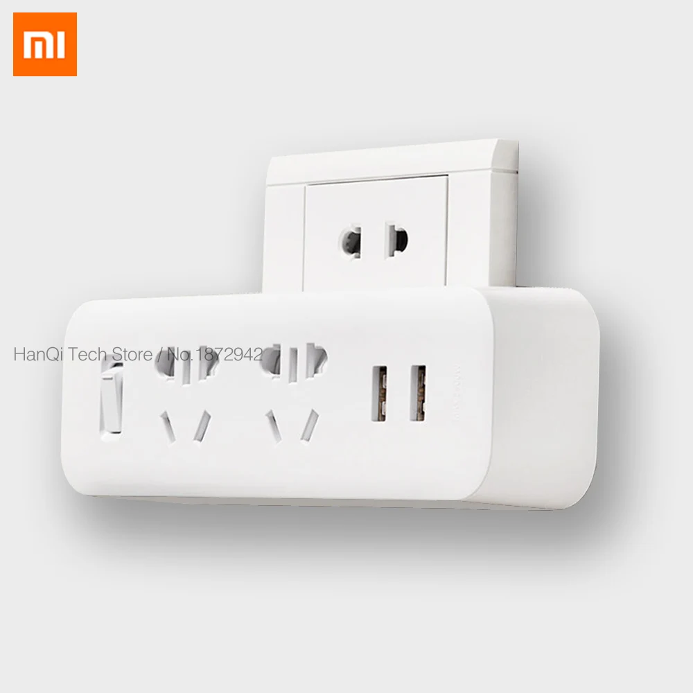 

Xiaomi Mijia Power Strip Converter Portable Plug Travel Adapter for Home Office 5V 2.1A 2 Sockets 2 USB Fast Charging H20