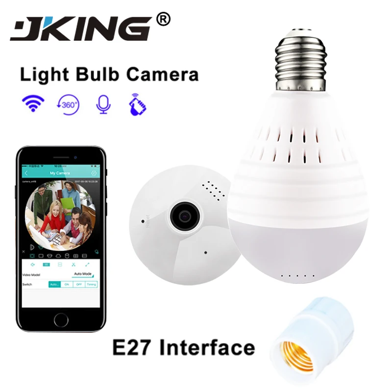 Bulb Lamp Wifi IP Camera 960P Home Security Wireless Camera Panoramic FishEye Support 128GB 360 Degree Night Vision
Bulb Lamp Wifi IP Camera 960P Home Security Wireless Camera Panoramic FishEye Support 128GB 360 Degree Night Vision