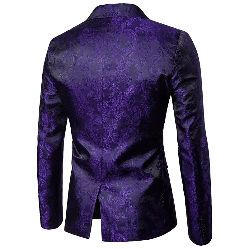 Blazer Men casual slik fabric 2018 Sping Brand New Male Single Button Slim Fit Fashion Blazer Red/Purple/Black Available XXL 11