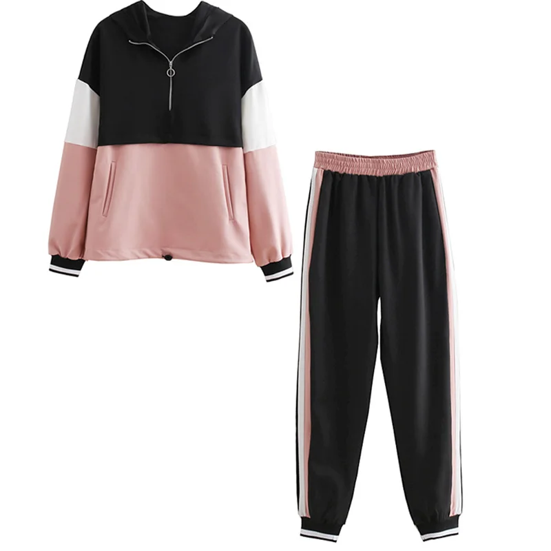 Set female 2019 autumn new temperament casual color matching hooded long-sleeved jacket + casual pants elegant fashion two-piece
Set female 2019 autumn new temperament casual color matching hooded long-sleeved jacket + casual pants elegant fashion two-piece