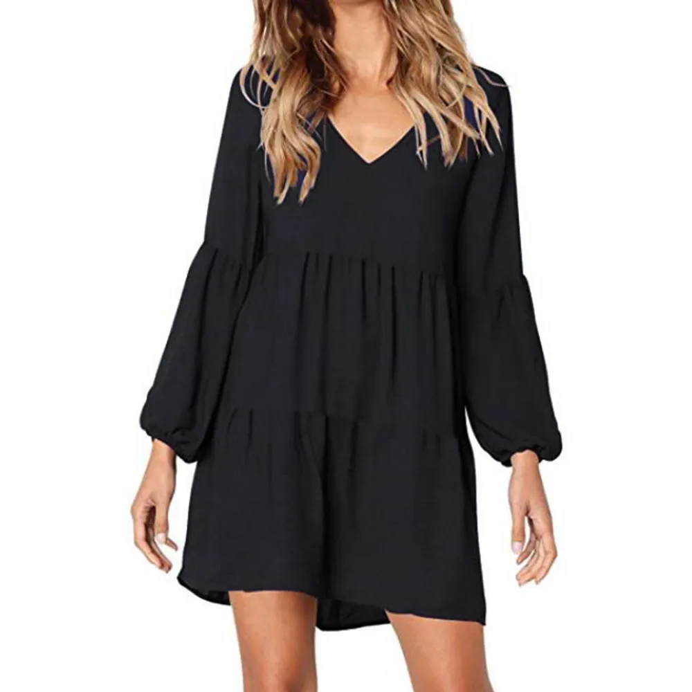 Casual sexy dress Spring Summer 2019 New fashion Women Solid Lantern Long Sleeve party dress V-Neck Draped Knee-Length Dress 304
Casual sexy dress Spring Summer 2019 New fashion Women Solid Lantern Long Sleeve party dress V-Neck Draped Knee-Length Dress 304