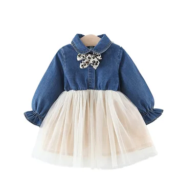 HOT! children's clothing spring autumn baby girls denim Cute tie splice Mesh dress
HOT! children's clothing spring autumn baby girls denim Cute tie splice Mesh dress