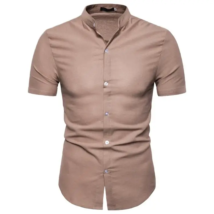 Men's Shirt Casual Short-sleeved Social Blouse Men Linen Shirts Men Stand collar Solid color Cotton New
Men's Shirt Casual Short-sleeved Social Blouse Men Linen Shirts Men Stand collar Solid color Cotton New
