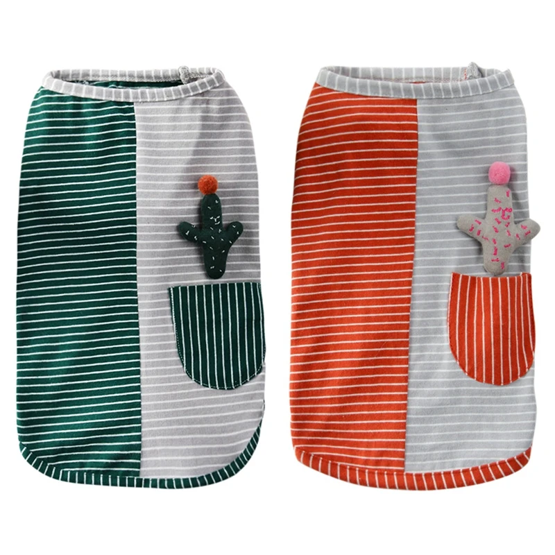 Dog Puppy Breathable Vests Two-color Stripe Patchwork T-Shirts Summer Pet Cats Cotton Cactus Decor Clothes For Chihuahua Teddy
Dog Puppy Breathable Vests Two-color Stripe Patchwork T-Shirts Summer Pet Cats Cotton Cactus Decor Clothes For Chihuahua Teddy