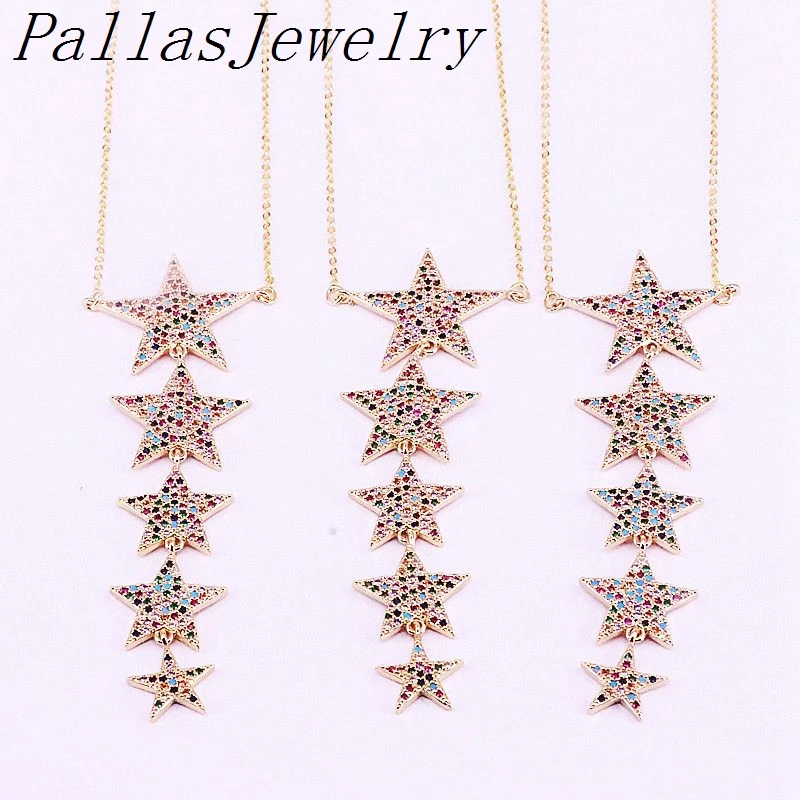 5Pcs Multi Rainbow Zirconia Fashion Necklace For Women Jewelry Micro Paved Colorful Cz Star Long Pendant Necklace
5Pcs Multi Rainbow Zirconia Fashion Necklace For Women Jewelry Micro Paved Colorful Cz Star Long Pendant Necklace