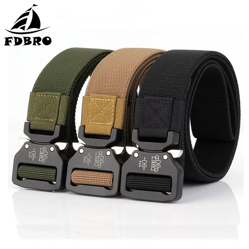 

FDBRO Tactical Belt Metal Buckle Nylon Belt Army Hunting Camping Military Sport Belt Training Equipment Tactic Combat Belt