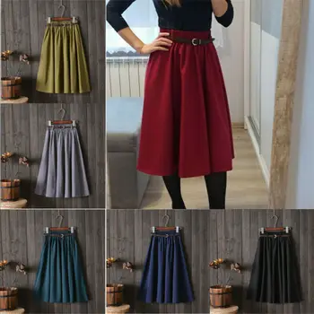2019 New Women Solid Color Skirts Elastic Waist Solid Pleated Skirt Vintage A-line Long Loose Skirts
2019 New Women Solid Color Skirts Elastic Waist Solid Pleated Skirt Vintage A-line Long Loose Skirts