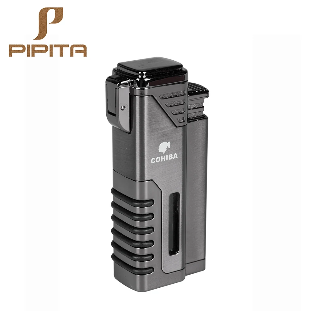 Fashion Cohiba Style Cigar Torch Lighters Windproof Lighter Four Jet Torch Flame Refillable Inflatable Metal Gas Punch Lighter
Fashion Cohiba Style Cigar Torch Lighters Windproof Lighter Four Jet Torch Flame Refillable Inflatable Metal Gas Punch Lighter