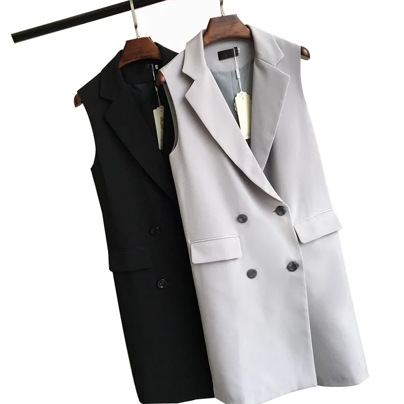 5XL Plus Size Long Vest Double-breasted Slim Women's Sleeveless Jacket Black Waistcoat Female Casual Veste Femme Spring Autumn
5XL Plus Size Long Vest Double-breasted Slim Women's Sleeveless Jacket Black Waistcoat Female Casual Veste Femme Spring Autumn