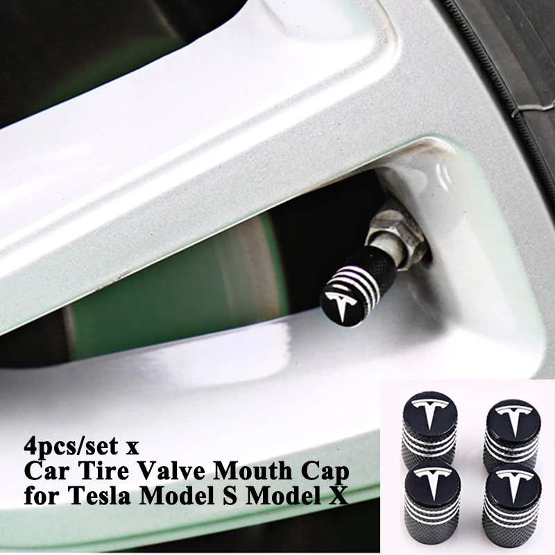 4pcs/set Aluminum Alloy Car Tire Wheel Valve Cap Cover Logo Valve Mouth Styling Accessories for Tesla Model S Model X Model 3 
4pcs/set Aluminum Alloy Car Tire Wheel Valve Cap Cover Logo Valve Mouth Styling Accessories for Tesla Model S Model X Model 3