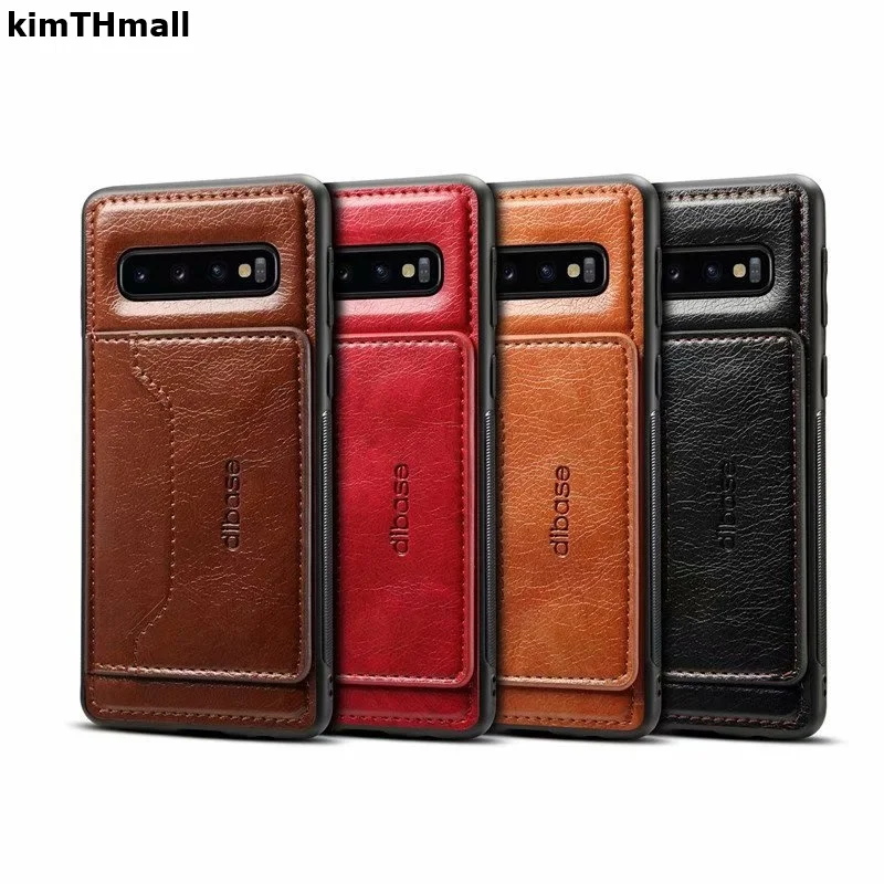 Чехол для Samsung Galaxy S10 задняя крышка Plus магнит искусственная кожа слот карт