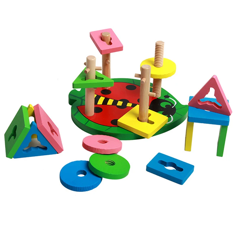 1Set Of Wooden Blocks For Baby Shape Color Cognition 4 Columns Building Block Ladybug Intelligence Training Wood Toys
1Set Of Wooden Blocks For Baby Shape Color Cognition 4 Columns Building Block Ladybug Intelligence Training Wood Toys