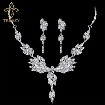 TREAZY Elegant Crystal Bridal Jewelry Sets Silver Color Leaves Necklace Long Earrings Set Engagement Party Wedding Jewelry Sets
TREAZY Elegant Crystal Bridal Jewelry Sets Silver Color Leaves Necklace Long Earrings Set Engagement Party Wedding Jewelry Sets