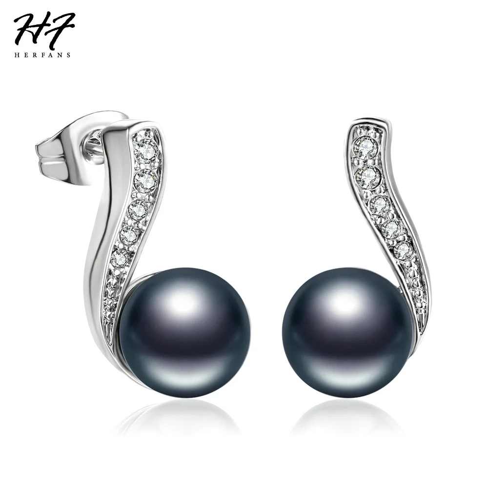 Hot Sale Black Imitation Pearl Beads Stud Earrings Sliver Color CZ Crystal-Jewelry Crystal Jewellery For Women Brinco E711
Hot Sale Black Imitation Pearl Beads Stud Earrings Sliver Color CZ Crystal-Jewelry Crystal Jewellery For Women Brinco E711
