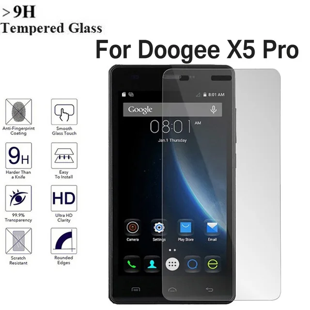 

Doogee X5 PRO Tempered Glass Original 9H High Quality Protective Film Explosion-proof Screen Protector for Doogee X5