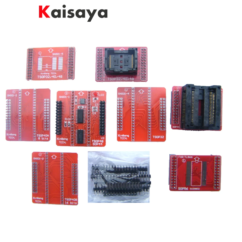 8 Adapters TSOP32/40/48 PSOP44 adapter for TL866CS/TL866A programmer 29F800 29LV800 39VF800 kit 
8 Adapters TSOP32/40/48 PSOP44 adapter for TL866CS/TL866A programmer 29F800 29LV800 39VF800 kit