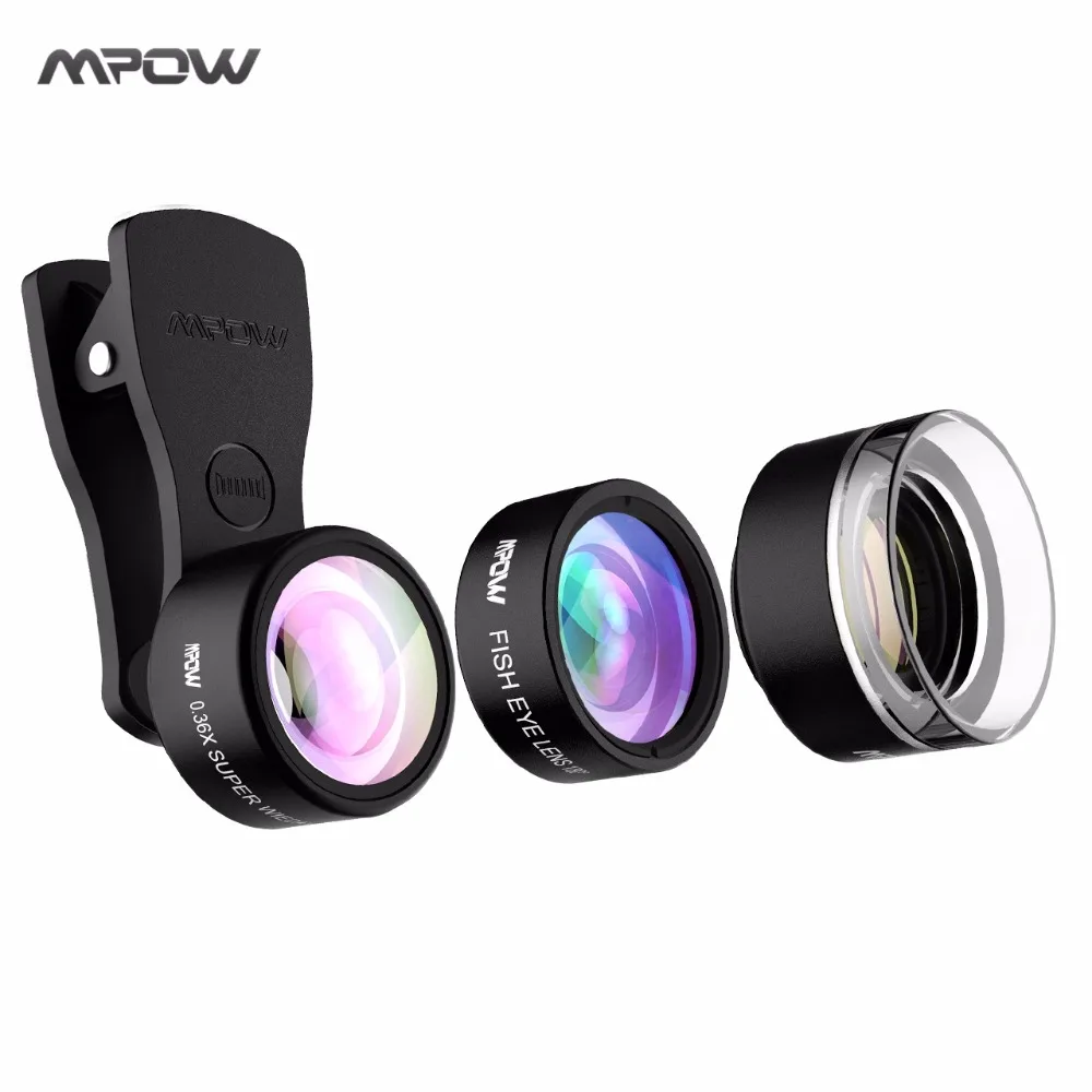 MPOW Universal Phone Camera Lens Kit 3-in-1 Clip-on 0.36X Super Wide Angle + 20X Macro Lens + Fisheye Lens for iPhone etc Phones
MPOW Universal Phone Camera Lens Kit 3-in-1 Clip-on 0.36X Super Wide Angle + 20X Macro Lens + Fisheye Lens for iPhone etc Phones