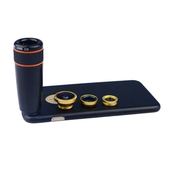 

Apexel phone camera lens 4 in 1 12X Telephoto & Fisheye &Wide-Angle&Macro Lenses kit With phone case For iPhone 5 6s plus 12X85