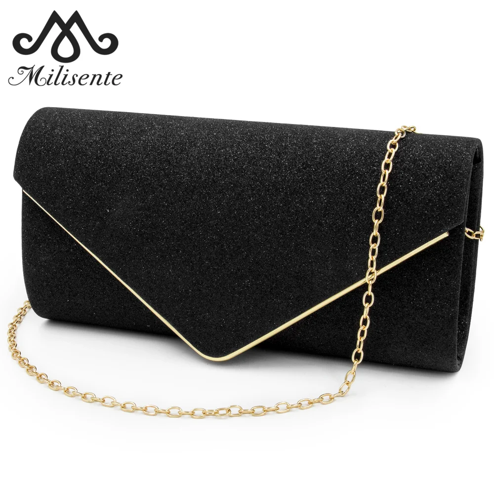 

Milisente Women Envelope Clutch Fashion Design Metal Edge Triangle Buckle Shoulder Bag Elegant Ladies Handbags Casual Phone Bag