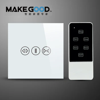Makegood Luxury Galss Panel EU Type Remote Control Smart Electric Touch Curtain Wall Switch With LED indicator Blue Backlight
Makegood Luxury Galss Panel EU Type Remote Control Smart Electric Touch Curtain Wall Switch With LED indicator Blue Backlight