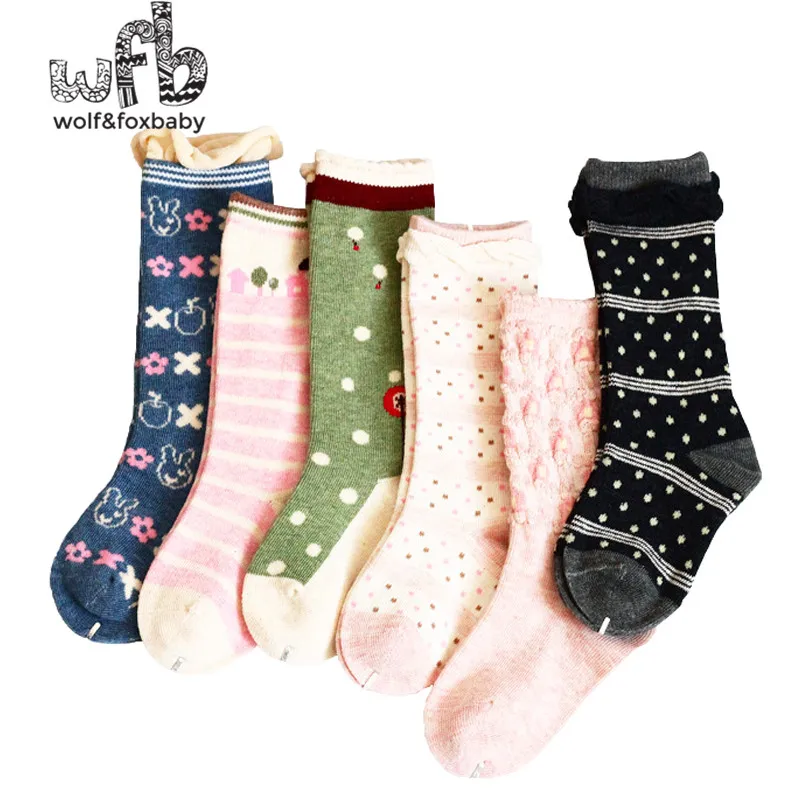 

Retail 5pairs/pack 1-4years mid-calf length sock dot lace Kids infant Baby Unisex Flanging Combed Cotton spring autumn fall