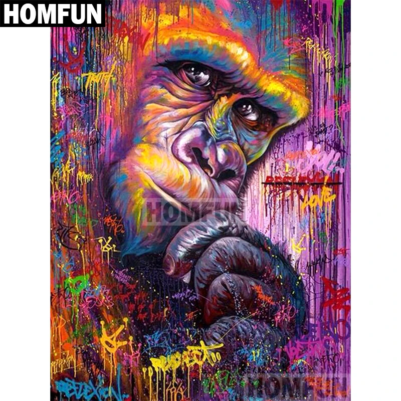 Алмазная живопись HOMFUN A01813 цветной орангутан полноразмерная/круглая вышивка