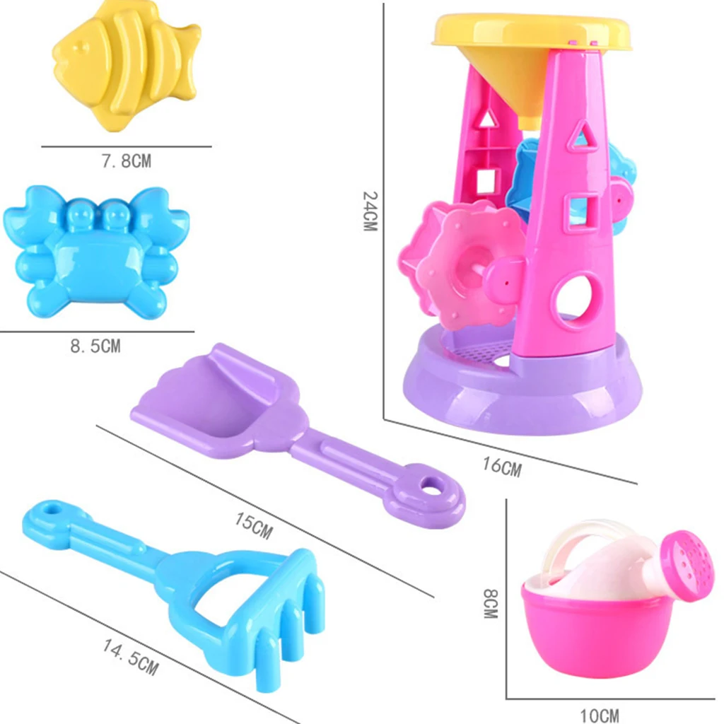 Double Sand Wheel Beach Outdoor Play Toy Set for Kids With Shovel and Molds