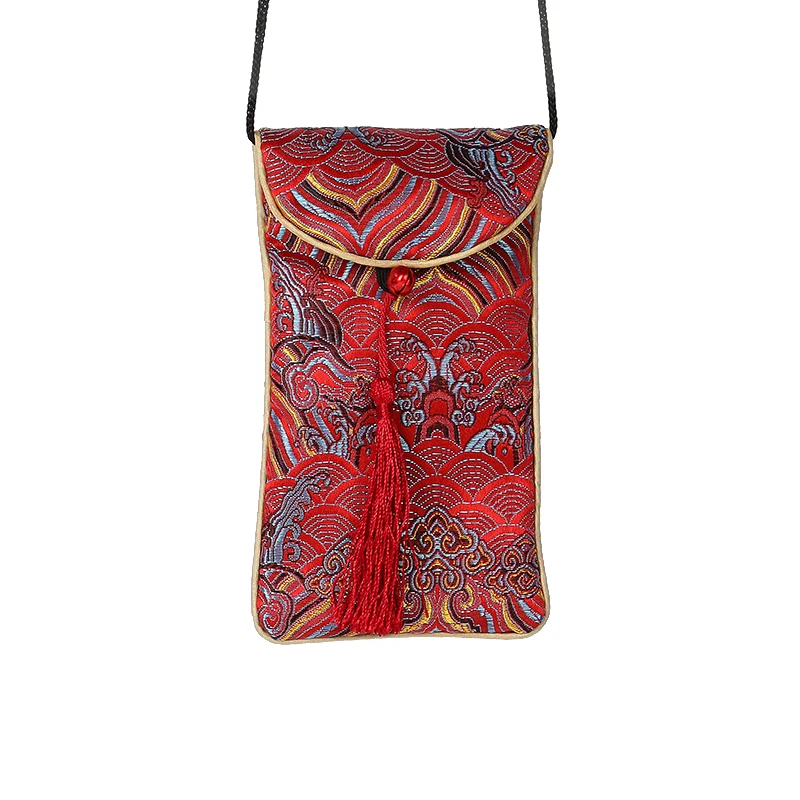 Тканевый Чехол для очков с кисточками женская сумка из китайской шелковой парчи