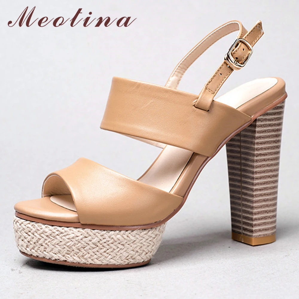 Meotina Women Sandals Summer Shoes Natural Cow Leather Platform Thick Heels Shoes Buckle Extreme High Heel Sandals Ladies 33-39
Meotina Women Sandals Summer Shoes Natural Cow Leather Platform Thick Heels Shoes Buckle Extreme High Heel Sandals Ladies 33-39