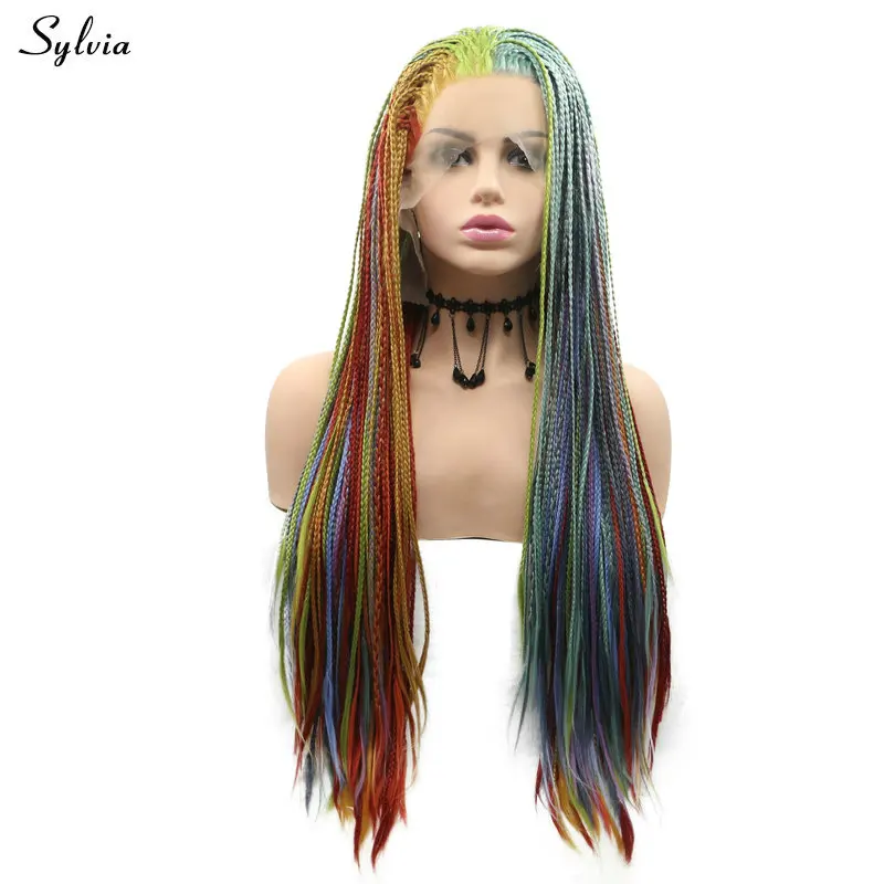 Sylvia Colorful Box Braided Wigs Rainbow Synthetic Lace Front Wig Peach Yellow Orange Red Blue Green Purple Long Hair For Women
Sylvia Colorful Box Braided Wigs Rainbow Synthetic Lace Front Wig Peach Yellow Orange Red Blue Green Purple Long Hair For Women