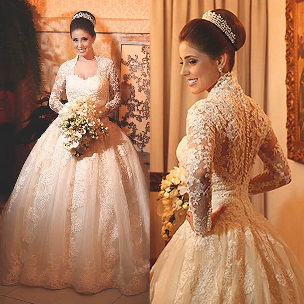 2015 Real Vestido De Noiva Princess Lace Ball Gown Wedding Dress Long Sleeves Bridal Gowns W3665
2015 Real Vestido De Noiva Princess Lace Ball Gown Wedding Dress Long Sleeves Bridal Gowns W3665