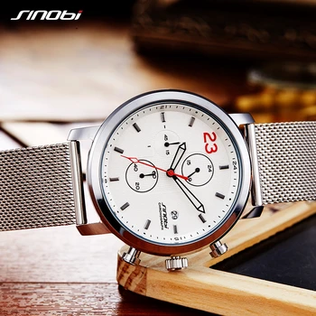 SINOBI Men's Watch Casual Sport Chronograph Watches Stainless Steel Mesh Quartz Wristwatch Clock Men Relogio Masculino
SINOBI Men's Watch Casual Sport Chronograph Watches Stainless Steel Mesh Quartz Wristwatch Clock Men Relogio Masculino