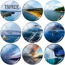 Tafree belas paisagens lago baikal arte imagem de vidro gemas 25mm demo redonda plana volta fazendo descobertas acessórios(China)