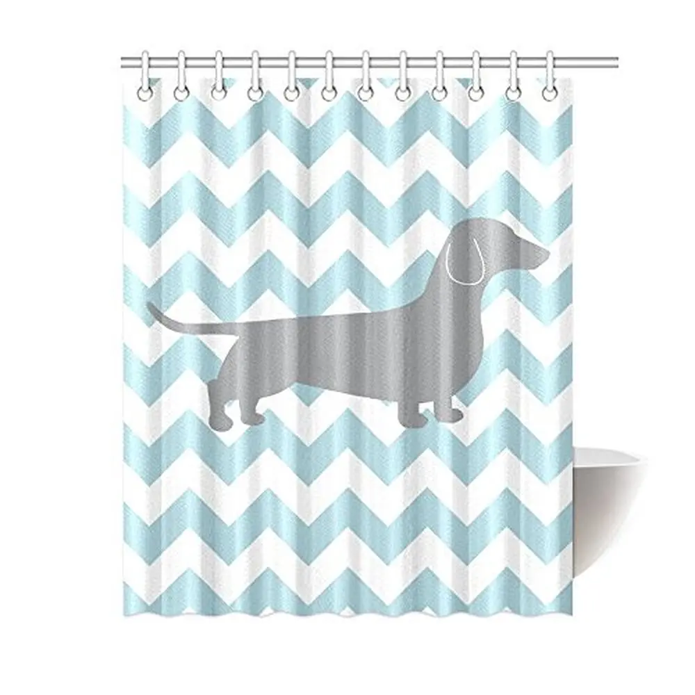 60(Width) x 72(Height) Fantastic Bathroom Elusive Blue White Chevron Zigzag Dachshund Dog Polyester Shower Curtain 
60(Width) x 72(Height) Fantastic Bathroom Elusive Blue White Chevron Zigzag Dachshund Dog Polyester Shower Curtain