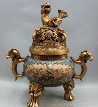 USPS to USA S2533 18" Marked China Cloisonne Bronze Gild 3 Foot lion handle Incense Burner Censer
USPS to USA S2533 18" Marked China Cloisonne Bronze Gild 3 Foot lion handle Incense Burner Censer