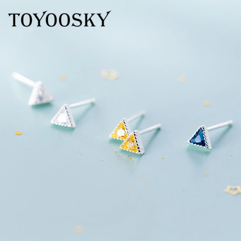 TOYOOSKY New Real 925 Sterling Silver Mini Size Triangle Simple Stud Earrings With Color CZ For Women Girls Everyone Jewelry
TOYOOSKY New Real 925 Sterling Silver Mini Size Triangle Simple Stud Earrings With Color CZ For Women Girls Everyone Jewelry