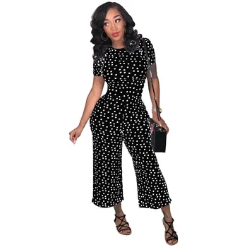 2018 Women Elegant Polka Dot Jumpsuit O-Neck Short Sleeve One Piece Romper Loose Wide Leg Jumpsuit Summer Overalls
2018 Women Elegant Polka Dot Jumpsuit O-Neck Short Sleeve One Piece Romper Loose Wide Leg Jumpsuit Summer Overalls