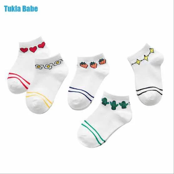 Tukla Babe Spring and summer cartoon fashion white bottom boat socks 5pairs in one packet 1-12 year kids sock
Tukla Babe Spring and summer cartoon fashion white bottom boat socks 5pairs in one packet 1-12 year kids sock