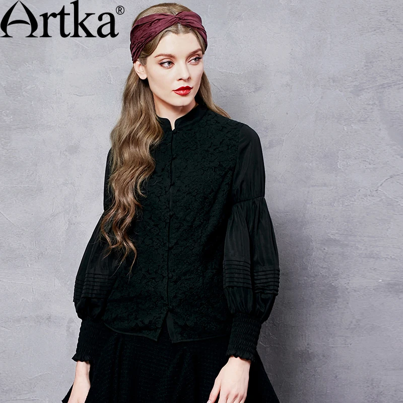 Artka Women's Solid Color Lace Patchwork Chiffon Shirt Vintage Stand Collar Lantern Sleeve All-match Shirt SA10662Q
Artka Women's Solid Color Lace Patchwork Chiffon Shirt Vintage Stand Collar Lantern Sleeve All-match Shirt SA10662Q