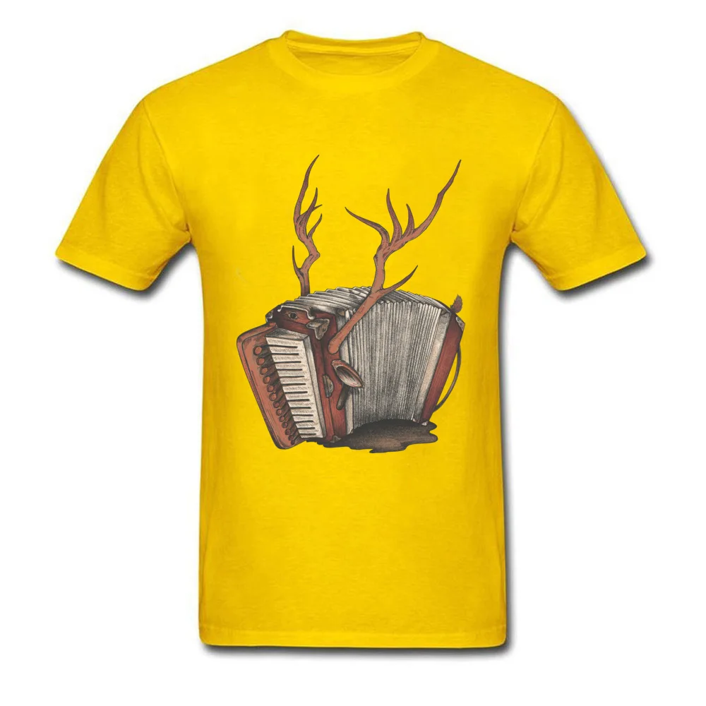Hey Folk Im Magic Accordion Short Sleeve Tops & Tees Crew Neck 100% Cotton Men Tshirts Casual Tee Shirts Cute Drop Shipping Hey Folk Im Magic Accordion yellow