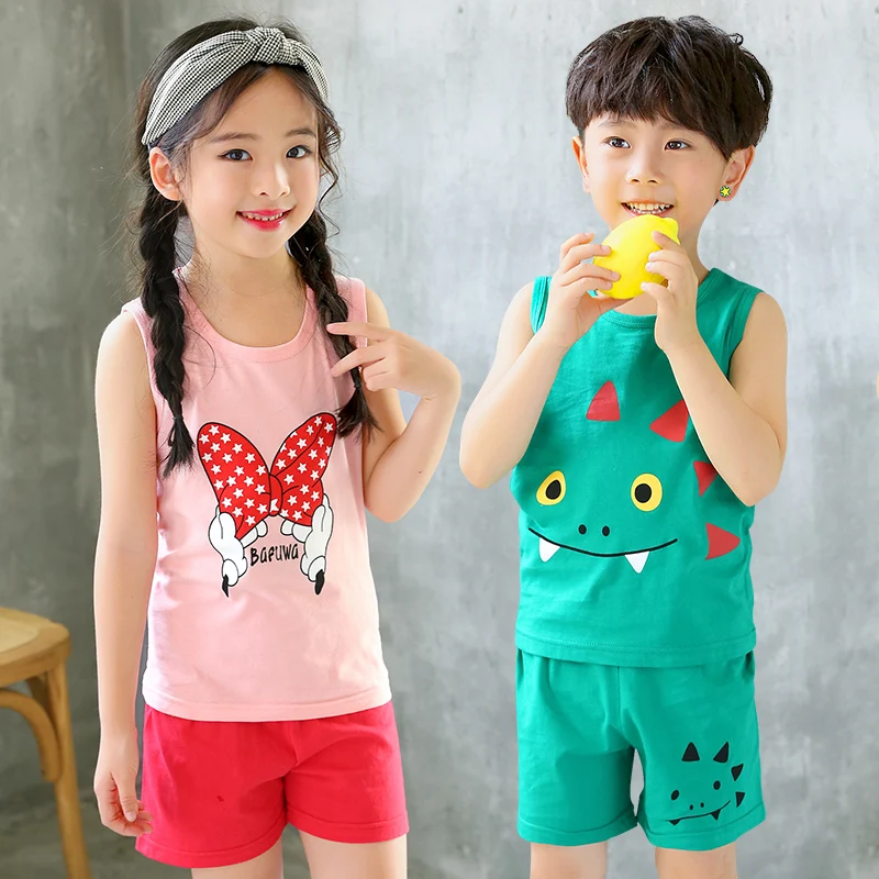 Summer Children's Pajamas Sets Cotton Short Sleeved Vest+shorts Baby Girls Clothing Suit Cartoon Boys Sleepwear Pyjamas Kids
Summer Children's Pajamas Sets Cotton Short Sleeved Vest+shorts Baby Girls Clothing Suit Cartoon Boys Sleepwear Pyjamas Kids