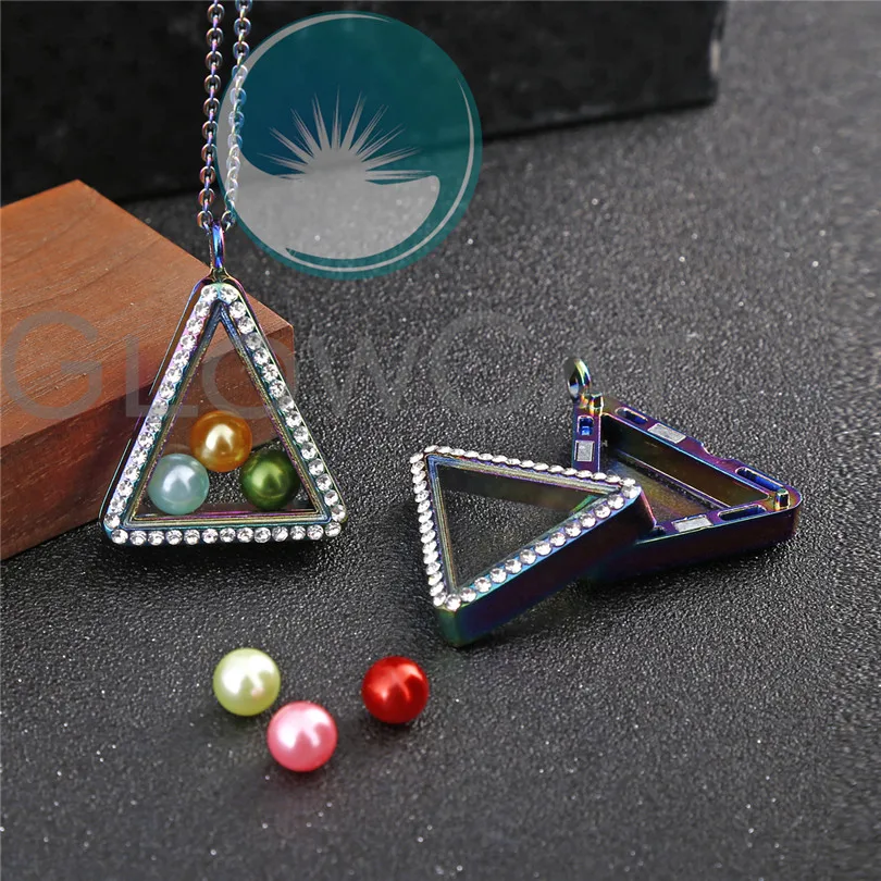 Rainbow Rhinestone Triangle Glass Living Memory Floating Lockets Pendant Necklace 50cm Steel Chain Necklace
Rainbow Rhinestone Triangle Glass Living Memory Floating Lockets Pendant Necklace 50cm Steel Chain Necklace