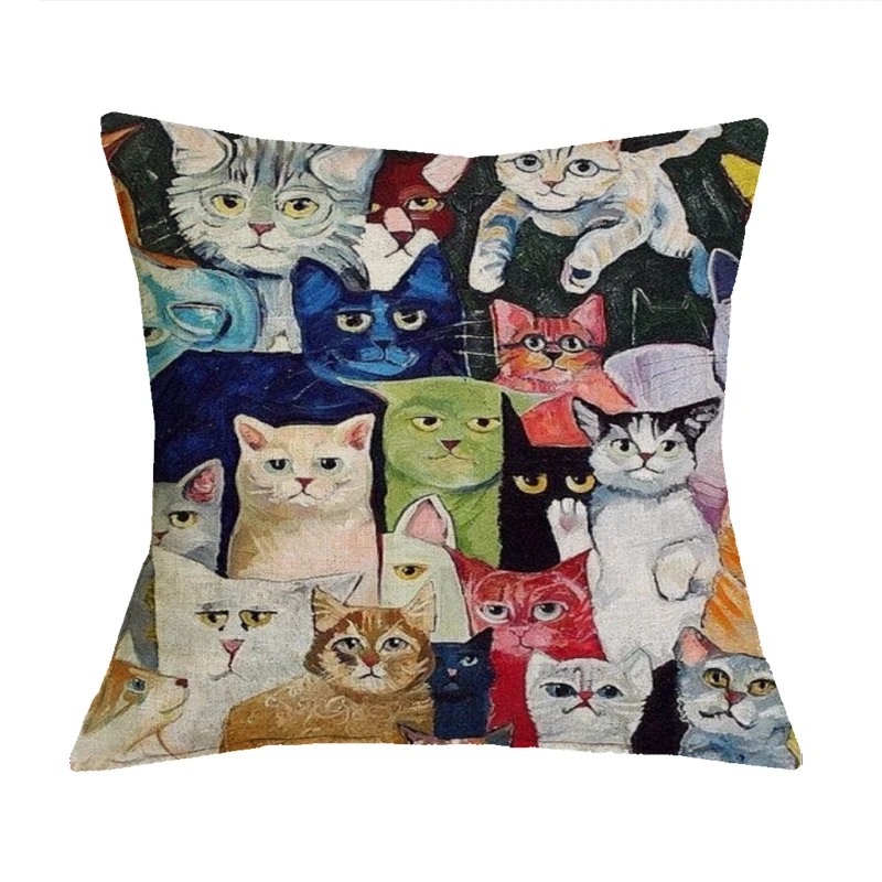 Cute Colorful Cat Printing Cushion Cover Home Decorative Pillows Case For Sofa Housse De Coussin Customized Drop Shipping
Cute Colorful Cat Printing Cushion Cover Home Decorative Pillows Case For Sofa Housse De Coussin Customized Drop Shipping