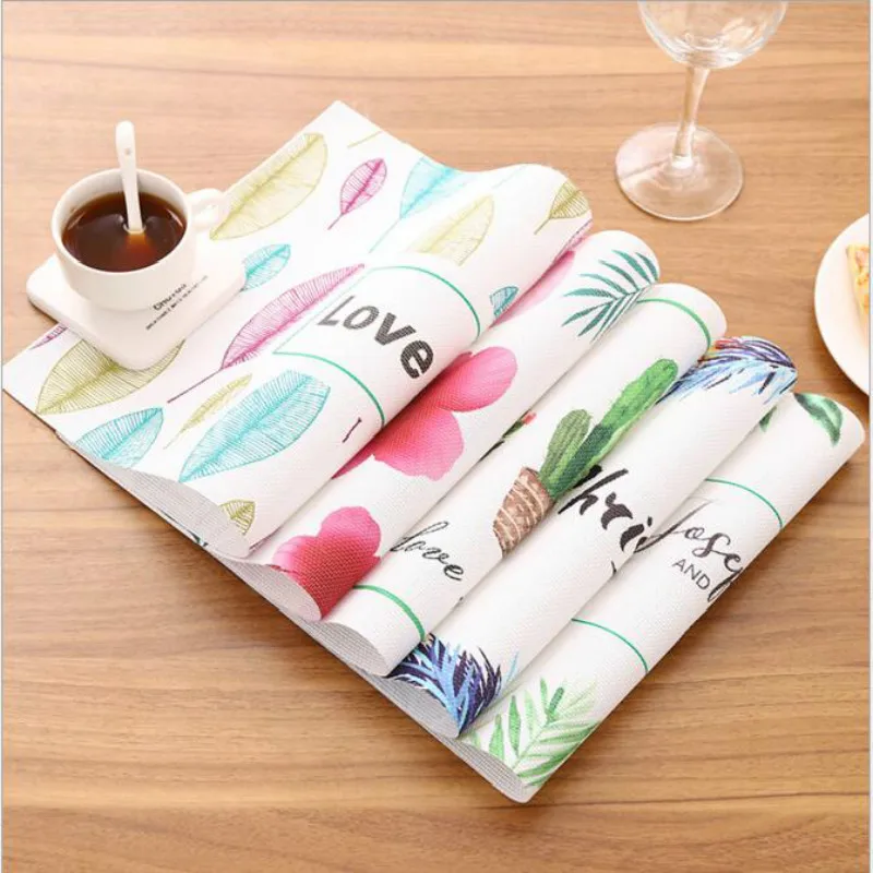1 pair 30X45cm PVC Printing Floral Leaves Placemat Heat Resistant Pads Table Mat Waterproof Dining Coasters
1 pair 30X45cm PVC Printing Floral Leaves Placemat Heat Resistant Pads Table Mat Waterproof Dining Coasters