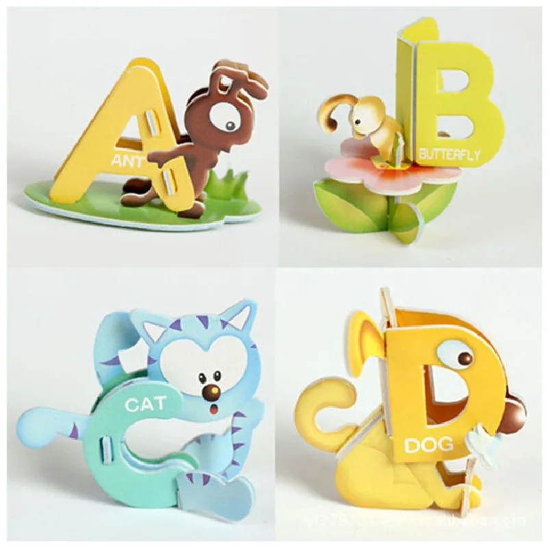 26PCS/Lot 26 Letters Aminal Design 3D DIY Educational Early Learning ABC Baby Toys Paper Puzzle For Children
26PCS/Lot 26 Letters Aminal Design 3D DIY Educational Early Learning ABC Baby Toys Paper Puzzle For Children