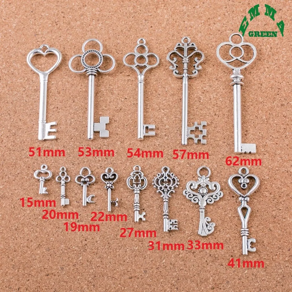 Various Vintage Charms Keys Pendant Silver Color Metal Connectors Fashion Accessories Fit DIY Bracelets Necklace Jewelry Making
Various Vintage Charms Keys Pendant Silver Color Metal Connectors Fashion Accessories Fit DIY Bracelets Necklace Jewelry Making
