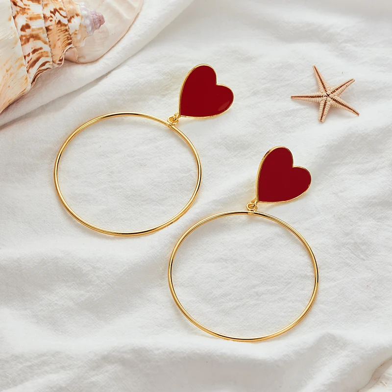 2019 New Red Heart Big Gold Loop Dangle Earrings For Women Lady's Chic Heart Love Earring For Party Jewelry Gift
2019 New Red Heart Big Gold Loop Dangle Earrings For Women Lady's Chic Heart Love Earring For Party Jewelry Gift